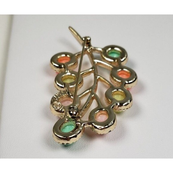 Vintage Sarah Coventry Gold tone Lucite Pastel Cabochon Brooch Pin - Picture 7 of 10